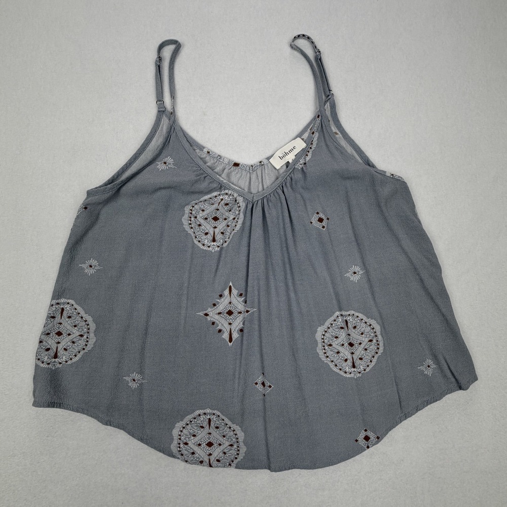 Bohme Women Blue Geometric Mandala Print V-Neck Cami Tank Top Small